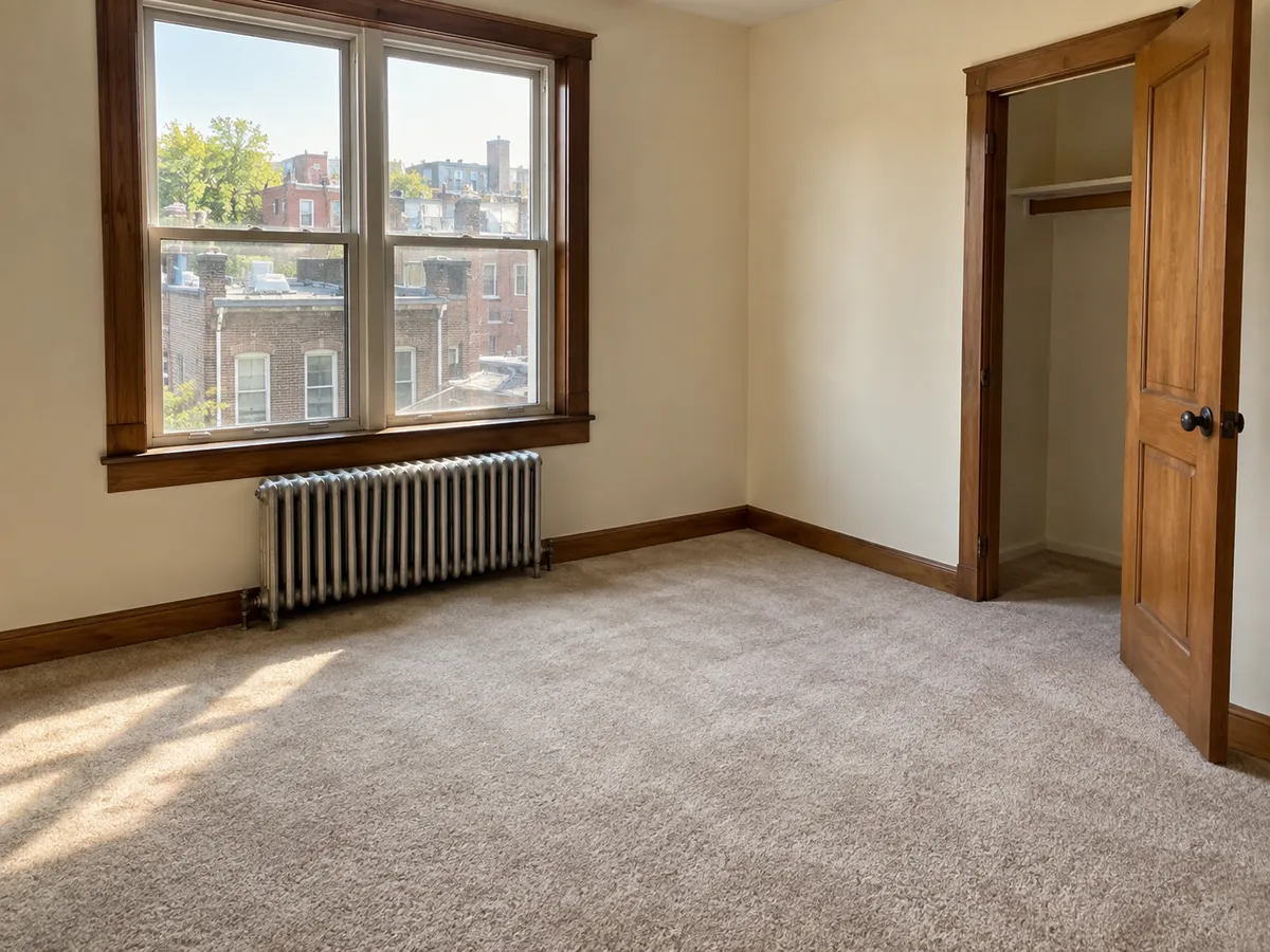 The upstairs bedroom of a Brooklyn two-family house