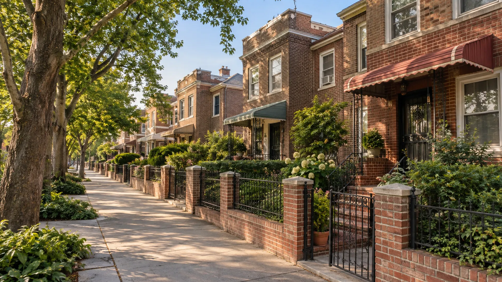 A Brooklyn street of two-family brick houses